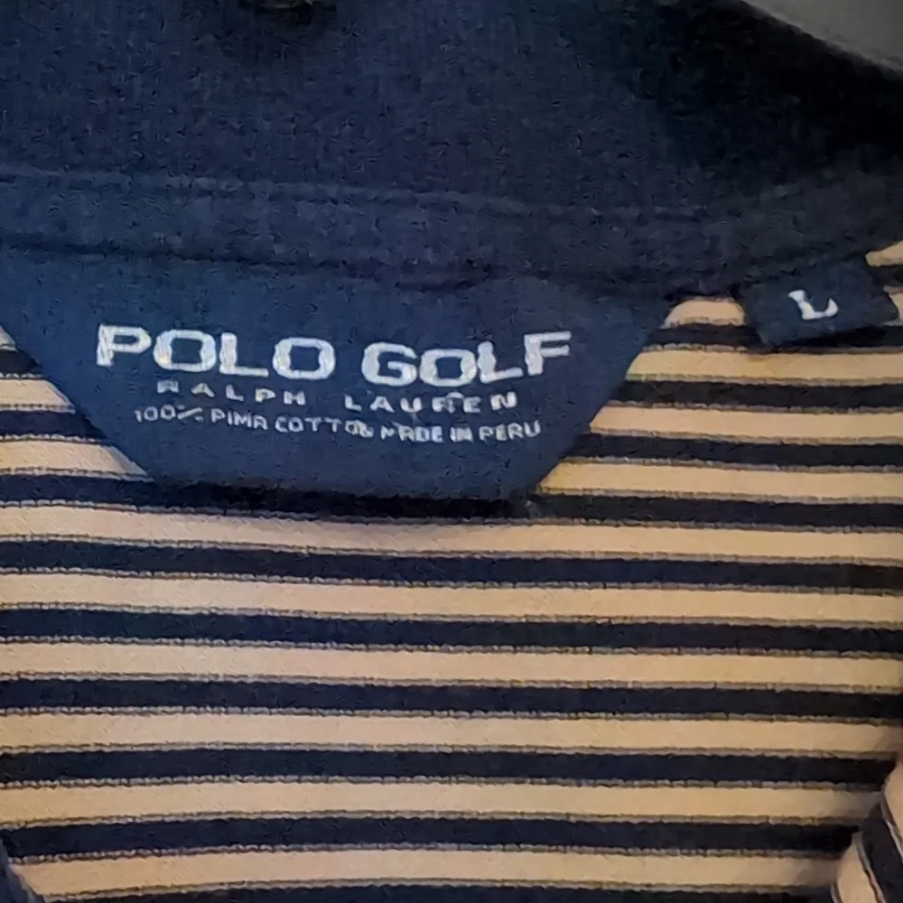 Ralph Lauren Polo Golf Pima Cotton Pique Shirt. Size Large. Khaki/Navy